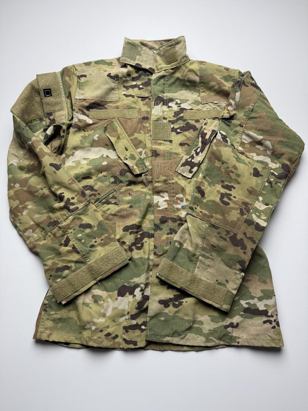 Jacket Mens Medium Green Camo Canvas Military Hook Loop Pockets Outdoor Tactical